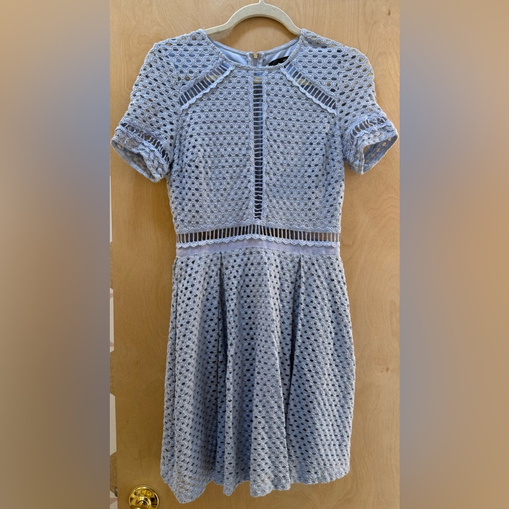 Aqua Blue Lace Dress with Crochet Detailing - Picture 5 of 14
